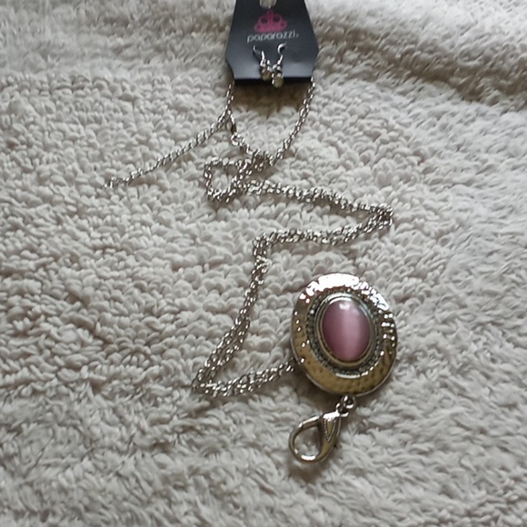 paparazzi Accessories - Fairytale  Finesse Pink Lanyard with free earrings.